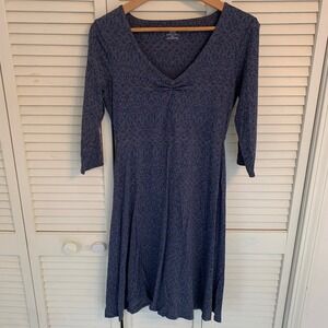 Toad&Co Rosalinda Dress Small‎ Geometric 3/4 Sleeve Periwinkle Babydoll Organic